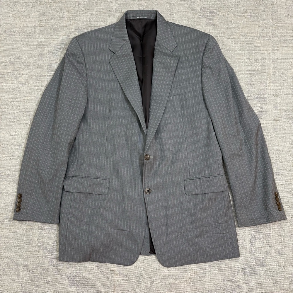 Hickey Freeman Madison Blazer 42R Gray Pinstripe Worsted Wool Sport Coat USA